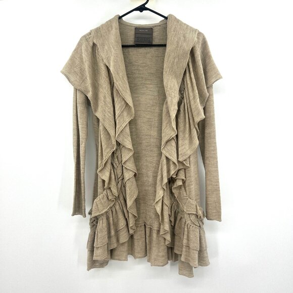 Anthropologie Guinevere 100% Merino Wool Open Front Waterfall Cardigan Medium - Picture 1 of 4